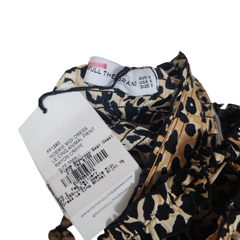 NWT Faithfull The Brand Noemie Rayon Crepe Animal Print Midi Sleeveless Dress S - Picture 9 of 10